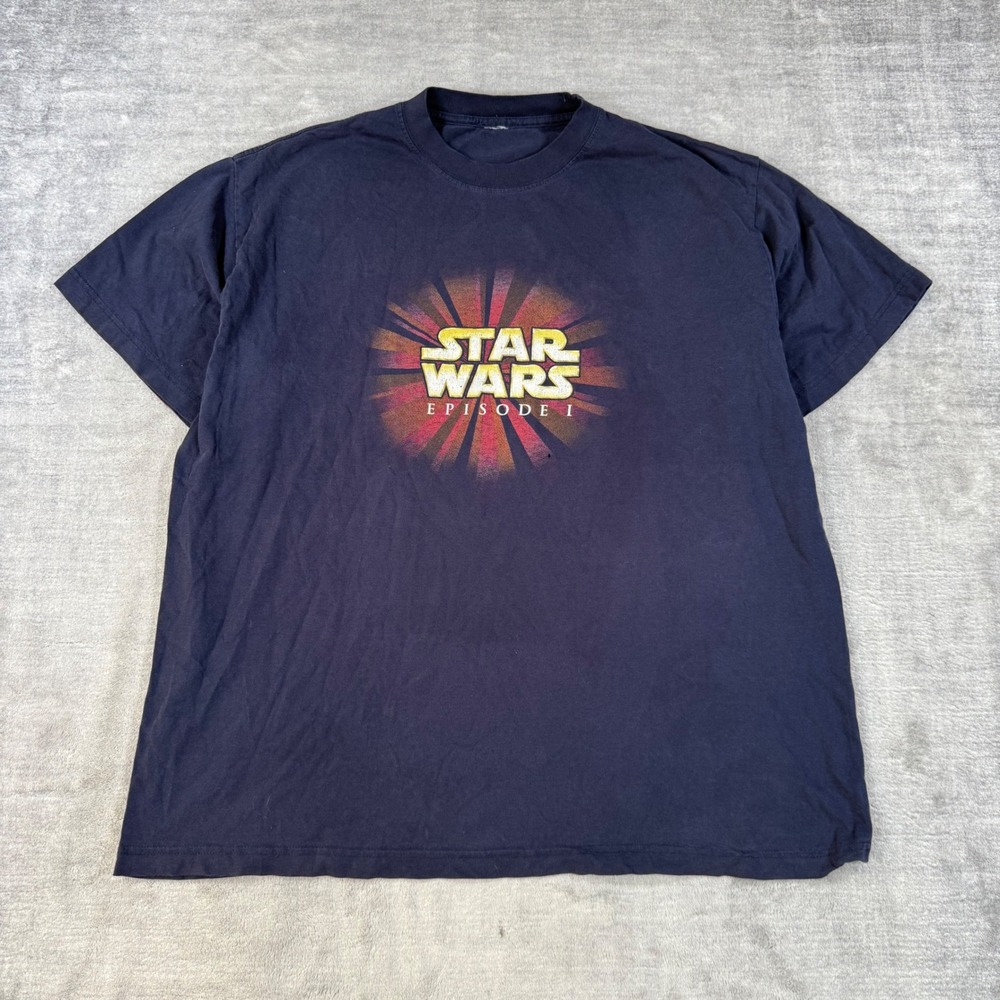 Vintage Star Wars Episode I Shirt Mens XL Blue 1999 Movie Tee Distressed 90s